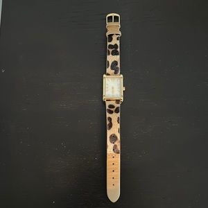 Stella & Dot Leopard Calf Hair Watch.